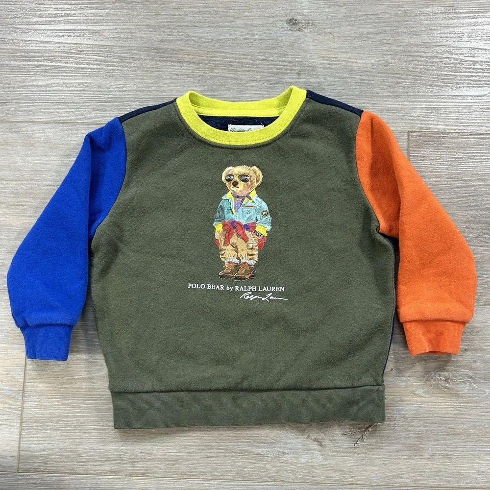 Polo Ralph Lauren 18M Polo Bear Color-Blocked‎ Fleece Crewneck Streetwear